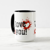 Red Paint Spritzer Hearts, ich Liebe Sie Tasse (Vorderseite Links)