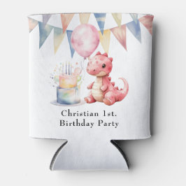 Red Painted Dinosaur One A Saurus Geburtstagsparte Dosenkühler