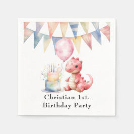 Red Painted Dinosaur One A Saurus Geburtstagsparte Serviette