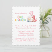 Red Painted Dinosaurier One A Saurus Geburtstag Einladung (Stehend Vorderseite)