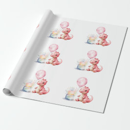 Red Painted Dinosaurier One A Saurus Geburtstag Geschenkpapier