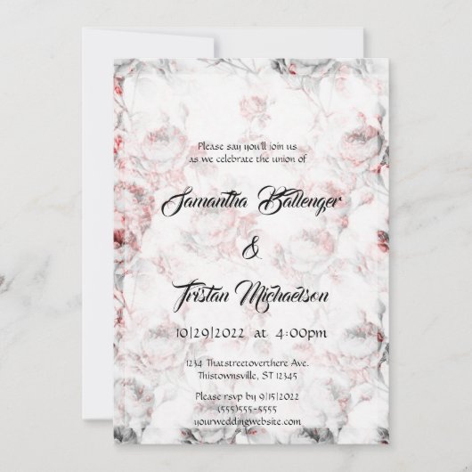 Red Painted Roses Gothic Wedding Einladung (Vorderseite)