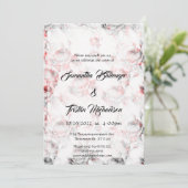 Red Painted Roses Gothic Wedding Einladung (Stehend Vorderseite)