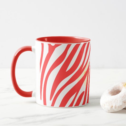 Red Painting Pattern Modernes Art Design Tasse (Mit Donut)