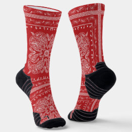 Red Paisley Bandana Print Socks Socken