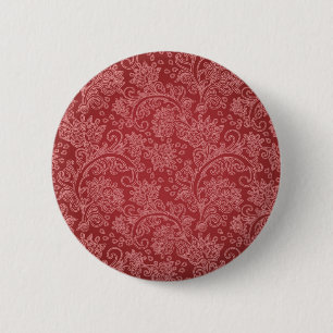 Red Paisley Damask Designer Floral Classic Button