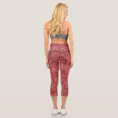 Red Paisley Damask Designer Floral Classic Capri Leggings (Rückseite)