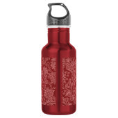 Red Paisley Damask Designer Floral Classic Edelstahlflasche (Rückseite)