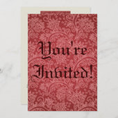 Red Paisley Damask Designer Floral Classic Einladung (Vorne/Hinten)