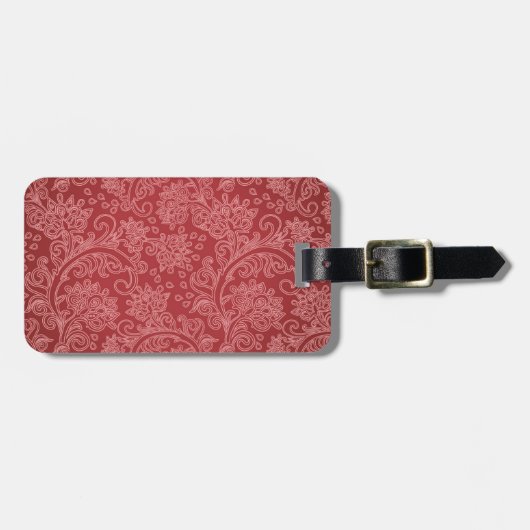Red Paisley Damask Designer Floral Classic Gepäckanhänger (Vorderseite horizontal)