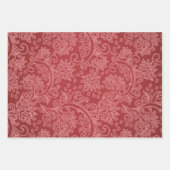 Red Paisley Damask Designer Floral Classic Geschenkpapier Set (Vorderseite)