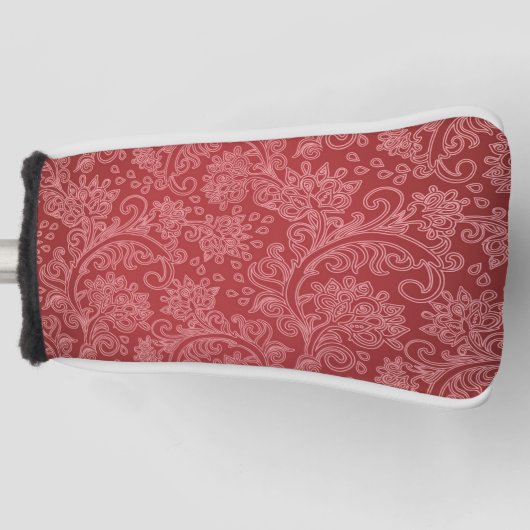 Red Paisley Damask Designer Floral Classic Golf Headcover (Vorderseite)