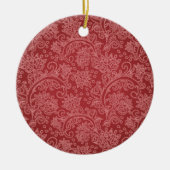 Red Paisley Damask Designer Floral Classic Keramik Ornament (Vorne)