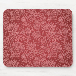 Red Paisley Damask Designer Floral Classic Mousepad