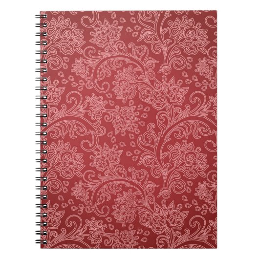 Red Paisley Damask Designer Floral Classic Notizblock (Vorderseite)