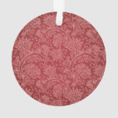 Red Paisley Damask Designer Floral Classic Ornament (Rückseite)