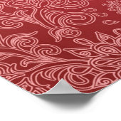 Red Paisley Damask Designer Floral Classic Poster (Ecke)
