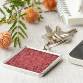 Red Paisley Damask Designer Floral Classic Schlüsselanhänger (Seite)