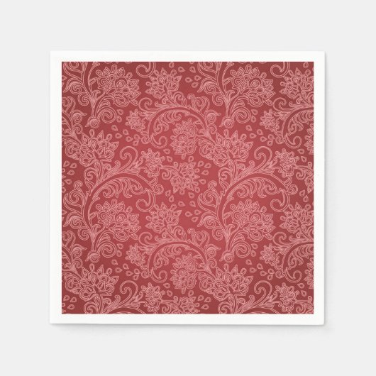 Red Paisley Damask Designer Floral Classic Serviette (Vorderseite)