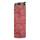 Red Paisley Damask Designer Floral Classic Thermosbecher (Nach links gedreht)