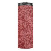 Red Paisley Damask Designer Floral Classic Thermosbecher (Rückseite)