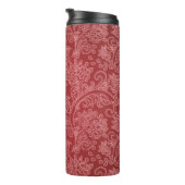 Red Paisley Damask Designer Floral Classic Thermosbecher (Nach rechts gedreht)