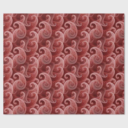 Red Paisley Exotic Pattern Geschenkpapier (Flach)