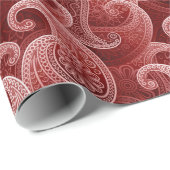 Red Paisley Exotic Pattern Geschenkpapier (Rolleneckpunkt)