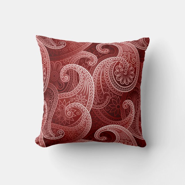 Red Paisley Exotic Pattern Kissen (Vorderseite)