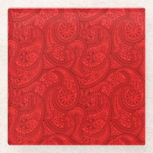 Red Paisley Glasuntersetzer