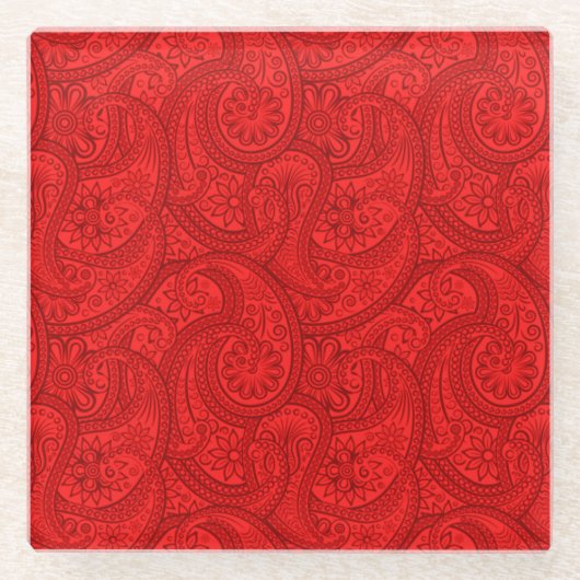 Red Paisley Glasuntersetzer (Vorderseite)