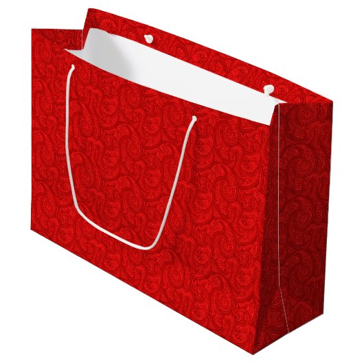Red Paisley Große Geschenktüte (Vorderseite Schrägansicht)