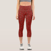 Red Paisley Holly Holiday Capri Leggings (Vorderseite)