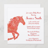 Red Paisley Horse Baby Dusche Einladung (Vorne/Hinten)