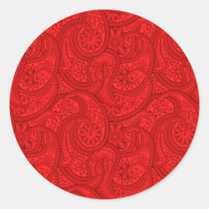 Red Paisley Runder Aufkleber