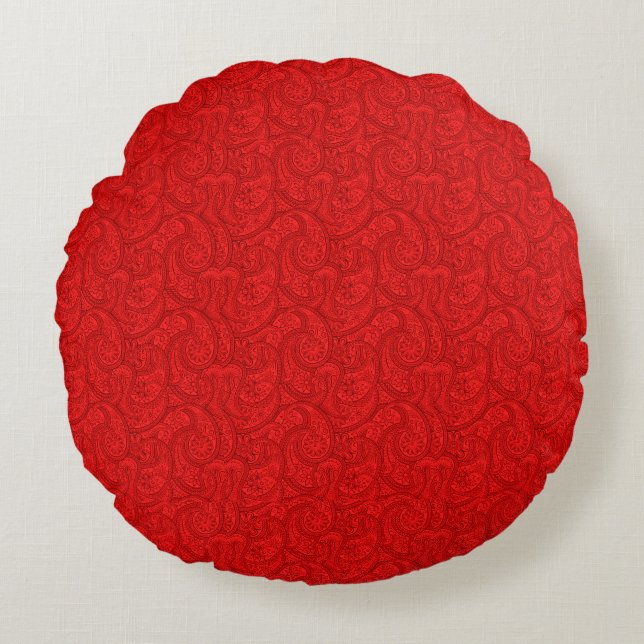 Red Paisley Rundes Kissen (Vorderseite)
