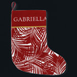 Red Palm Tree Leaf Muster Tropical Beach Kleiner Weihnachtsstrumpf<br><div class="desc">Weihnachten am Strand oder auf einer Insel,  ein Strumpf mit einem Thema,  das mit einem üppigen,  roten Palmenblatt und einem schlichten,  roten Streifen versehen ist,  der an einem schönen,  aufgehängten Pool oder im Strandhaus aussieht.</div>