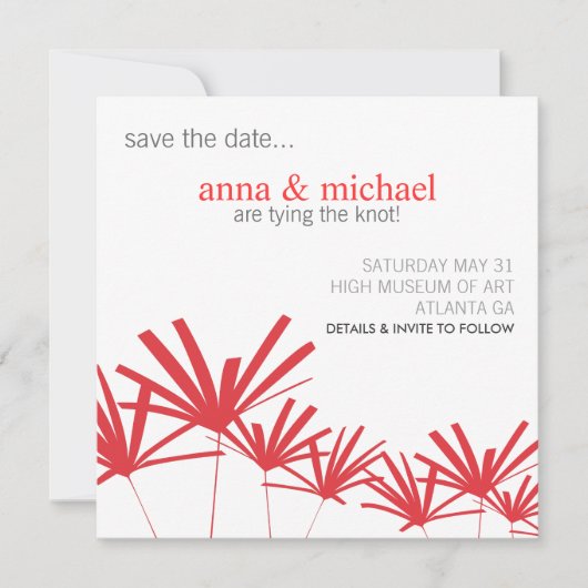 RED PALMS Save the Date Card (Vorderseite)
