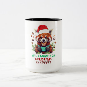 Red Panda Alles, was ich zu Weihnachten Wollte, is Zweifarbige Tasse