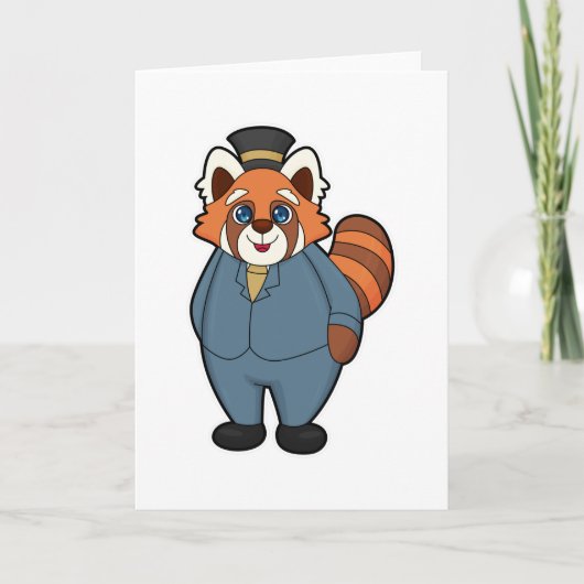 Red Panda als Groom mit Hut Karte (Vorderseite)