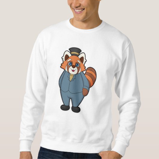 Red Panda als Groom mit Hut Sweatshirt (Vorderseite)