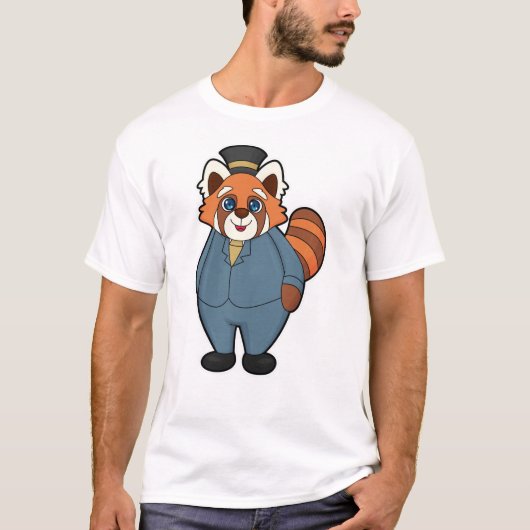 Red Panda als Groom mit Hut T-Shirt (Vorderseite)