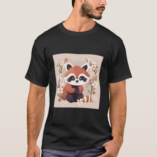 Red Panda And Cherry Blossom Illustration Sweet Wa T-Shirt (Vorderseite)