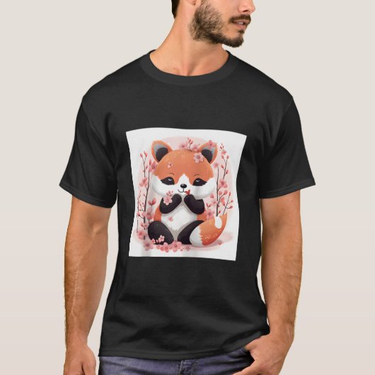 Red Panda And Cherry Blossom Theme Lovely Style Ba T-Shirt (Vorderseite)