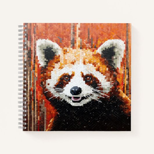 Red Panda Animal Art Deco Paint Mosaic Notizblock (Vorderseite)