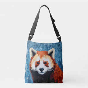 Red Panda Animal Art Deco Paint Mosaic Tragetaschen Mit Langen Trägern