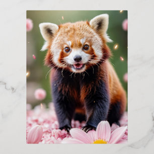 Red Panda Animal Fun Miniatur Fantastische Wildtie Folien Feiertagspostkarte
