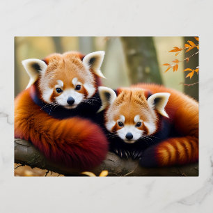 Red Panda Animal Nature Wildlife Zuneigung Gekümme Folien Feiertagspostkarte