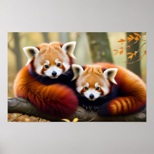 Red Panda Animal Nature Wildlife Zuneigung Gekümme Poster