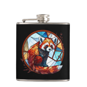 Red Panda Animal Portrait Gestaltete Glass Wildlif Flachmann